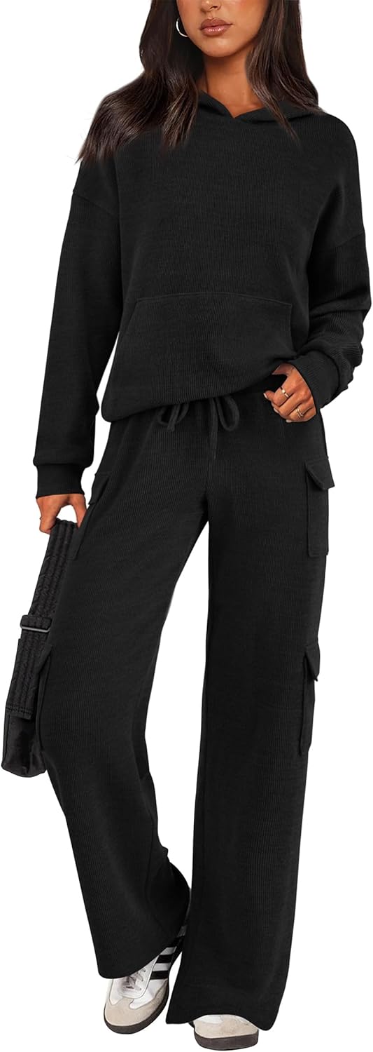 PRETTYGARDEN Knitted Lounge Set – Hoodie Pullover & Cargo Pants