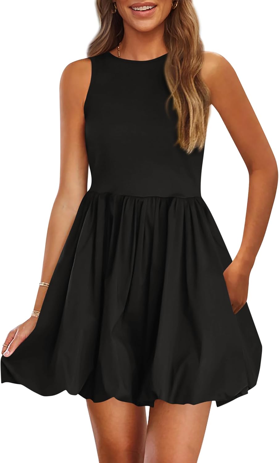 PRETTYGARDEN Summer Tank Dress – Casual Sleeveless Mini Sundress with Pockets