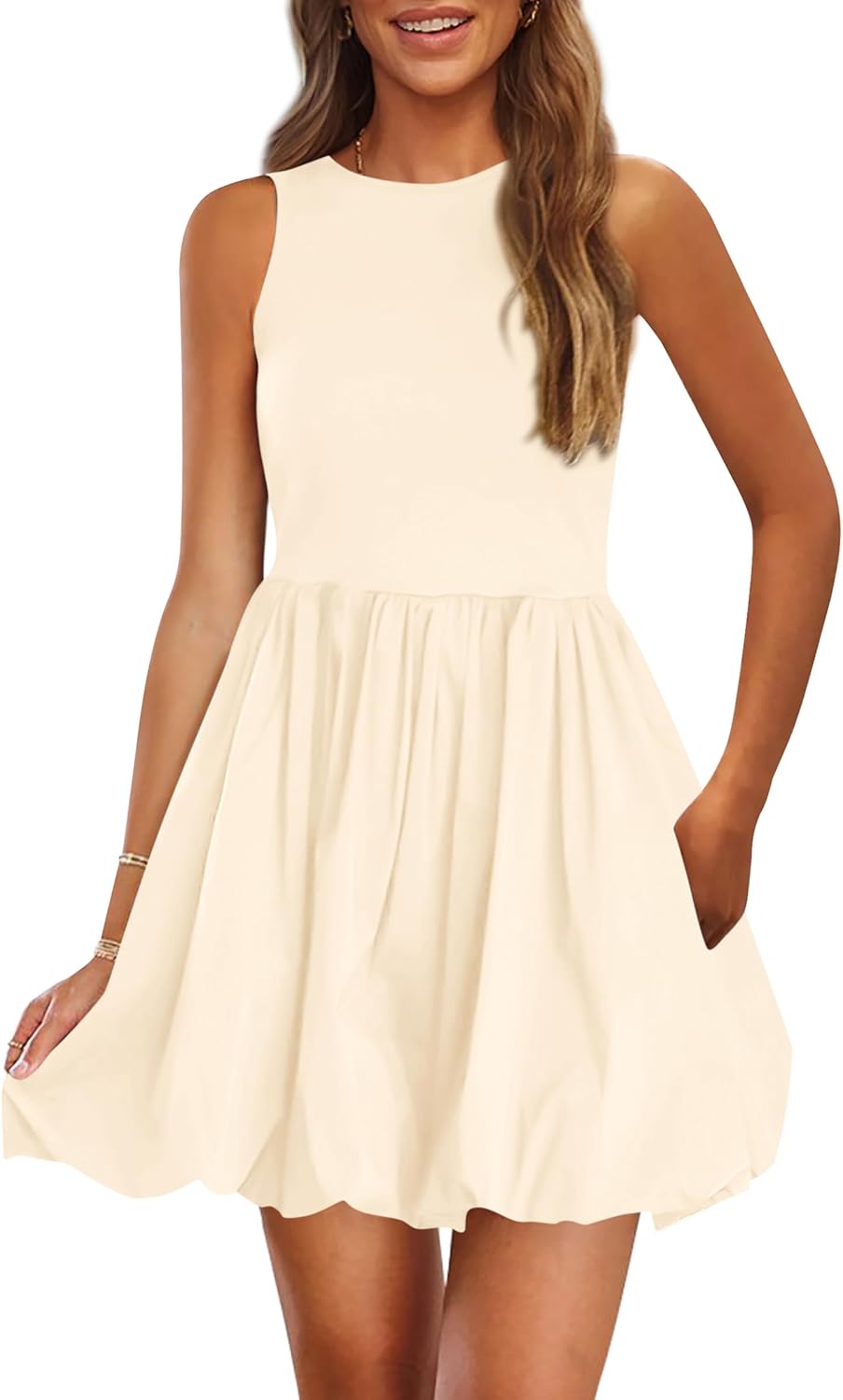 PRETTYGARDEN Summer Tank Dress – Casual Sleeveless Mini Sundress with Pockets