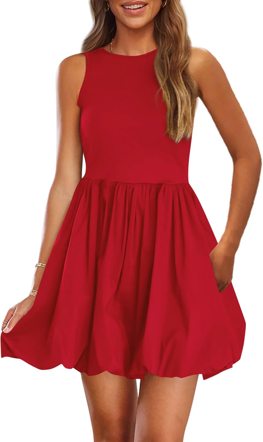 PRETTYGARDEN Summer Tank Dress – Casual Sleeveless Mini Sundress with Pockets