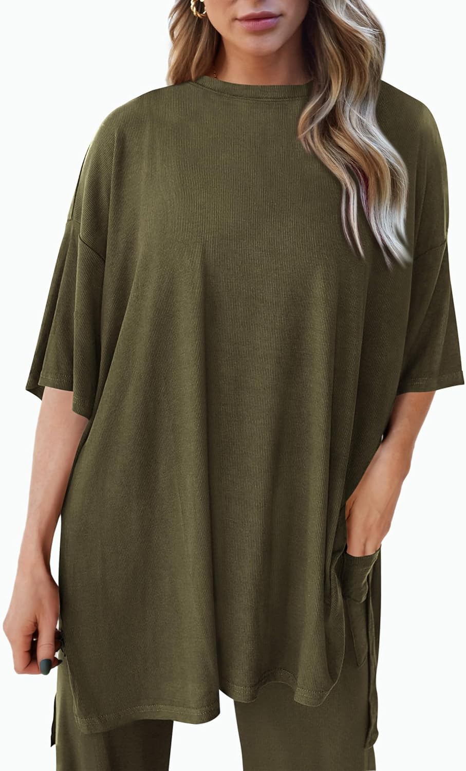 PRETTYGARDEN 2-Piece Lounge Set – Short Sleeve Top & Wide Leg Pants