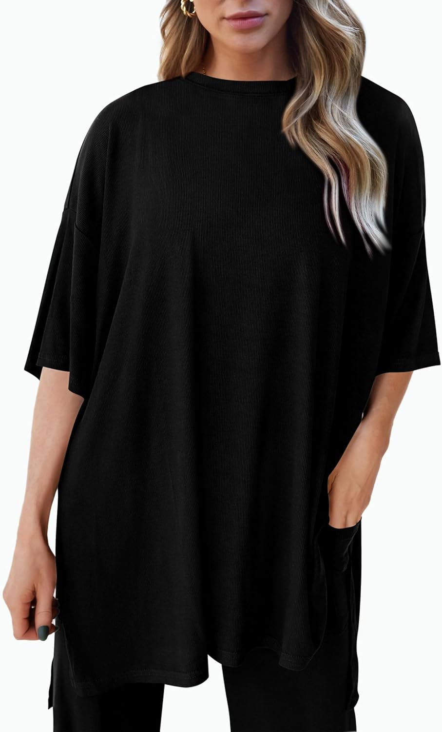 PRETTYGARDEN 2-Piece Lounge Set – Short Sleeve Top & Wide Leg Pants