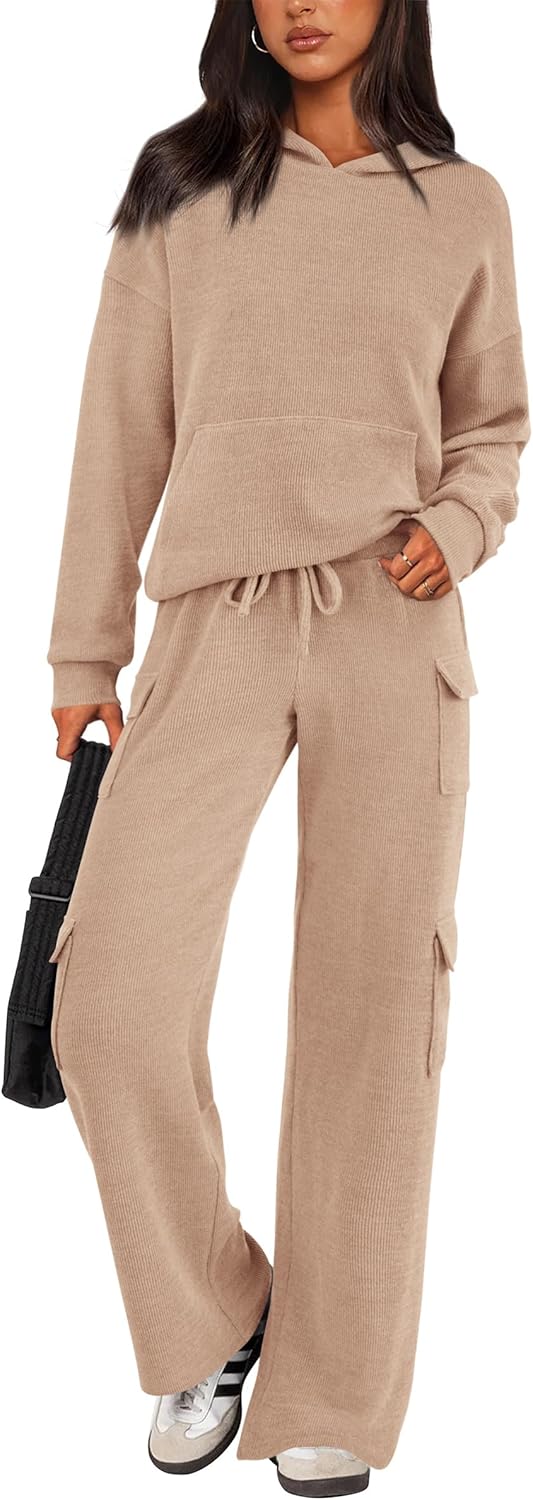 PRETTYGARDEN Knitted Lounge Set – Hoodie Pullover & Cargo Pants