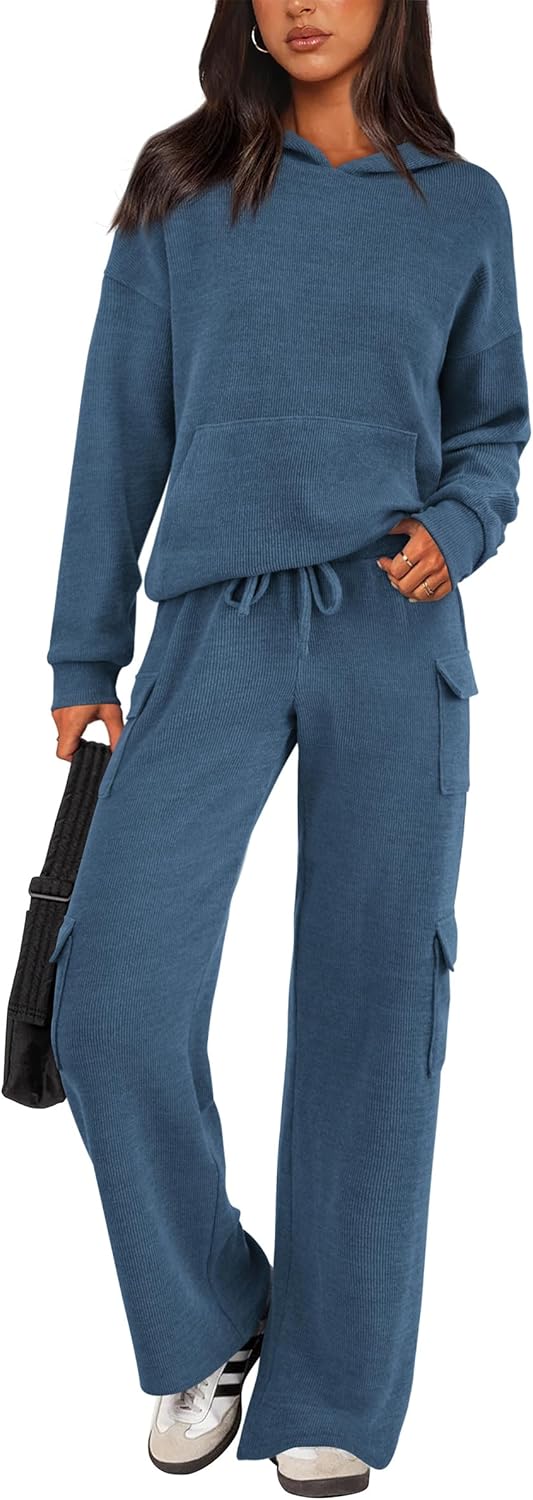 PRETTYGARDEN Knitted Lounge Set – Hoodie Pullover & Cargo Pants