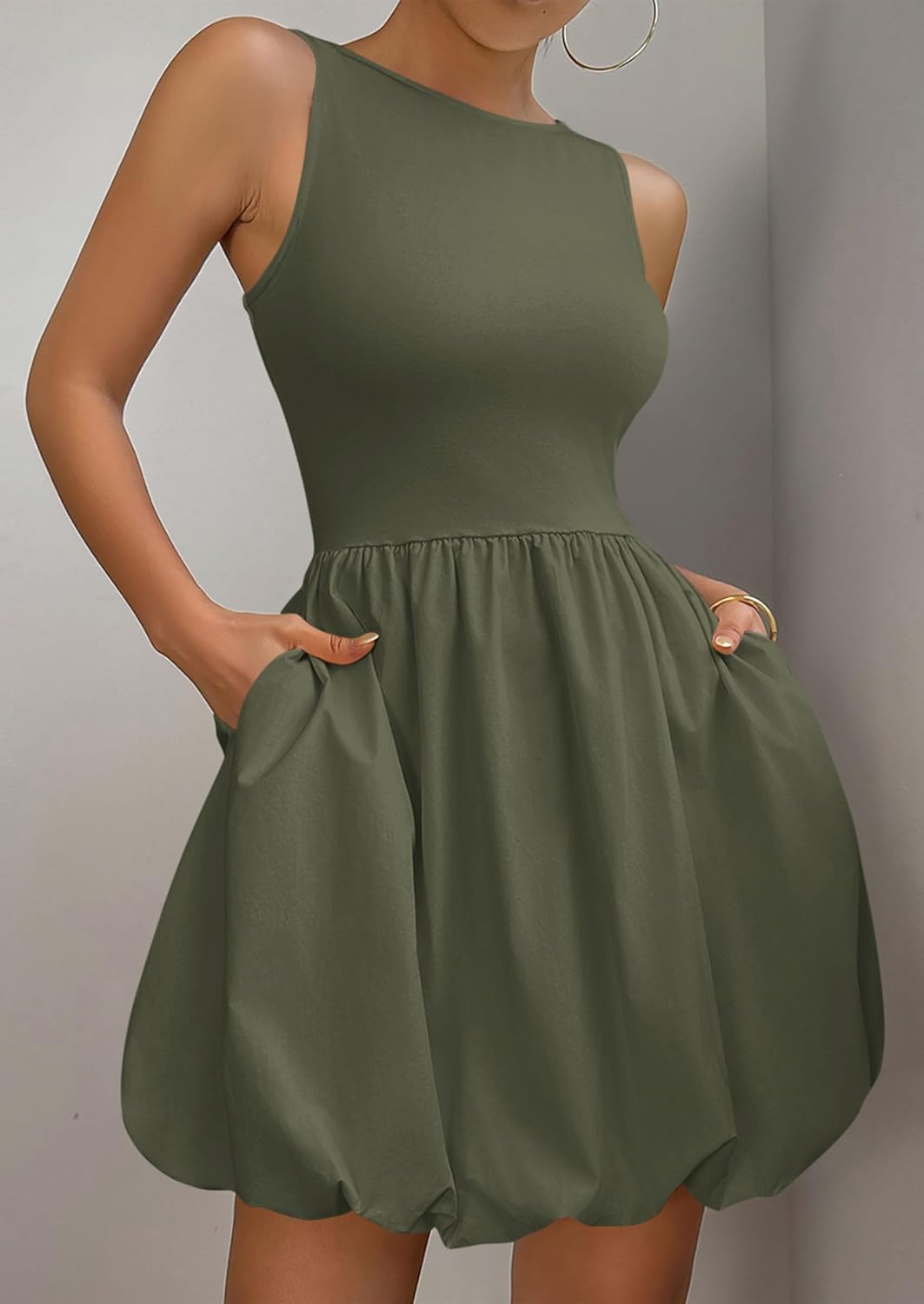 PRETTYGARDEN Summer Tank Dress – Casual Sleeveless Mini Sundress with Pockets
