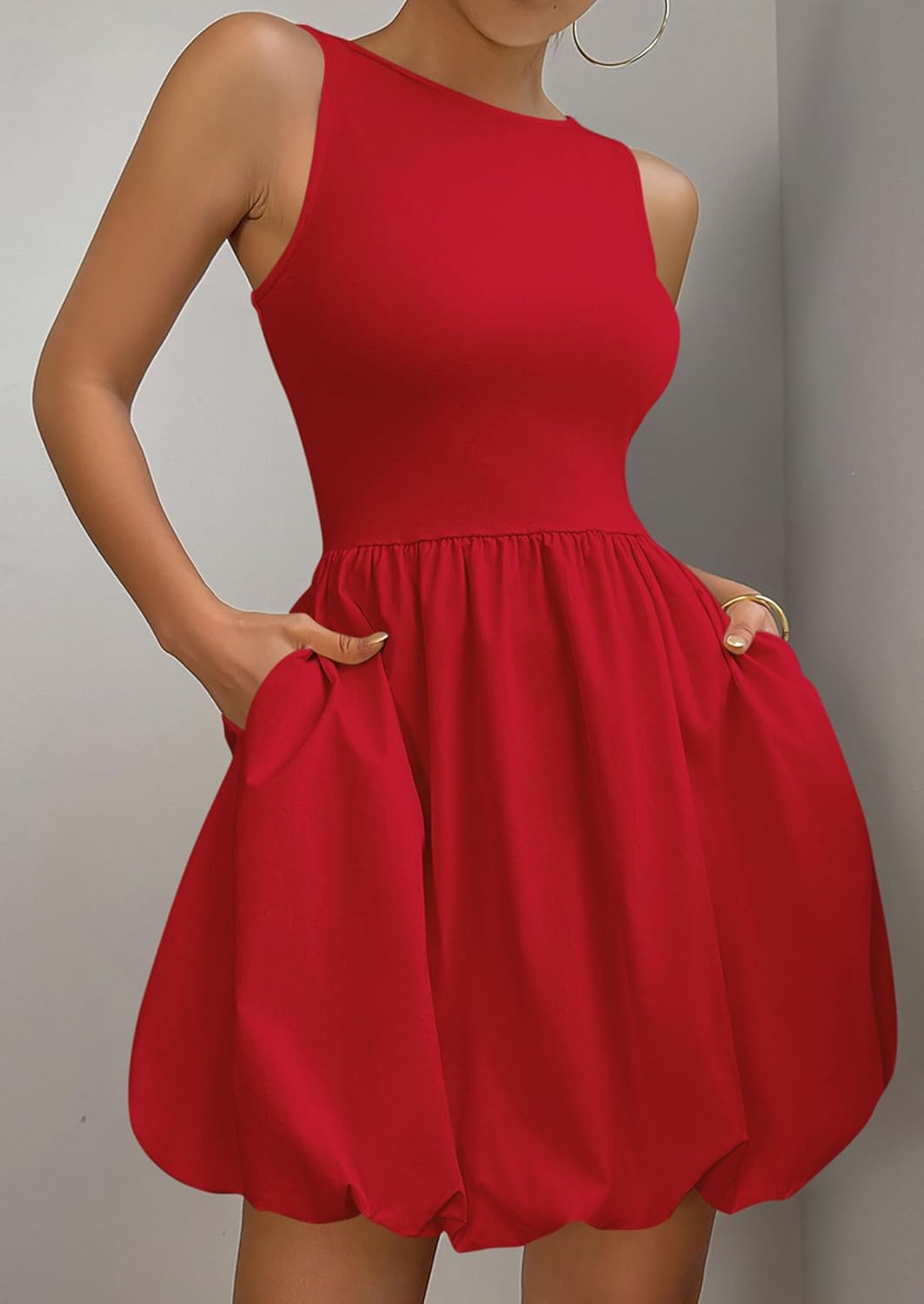 PRETTYGARDEN Summer Tank Dress – Casual Sleeveless Mini Sundress with Pockets