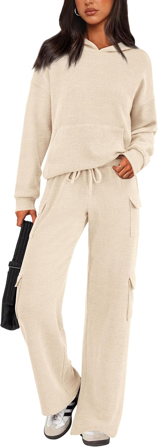 PRETTYGARDEN Knitted Lounge Set – Hoodie Pullover & Cargo Pants
