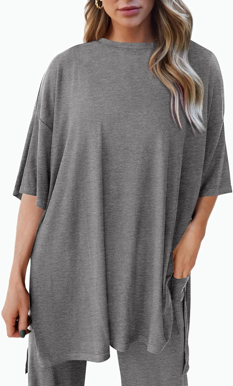 PRETTYGARDEN 2-Piece Lounge Set – Short Sleeve Top & Wide Leg Pants