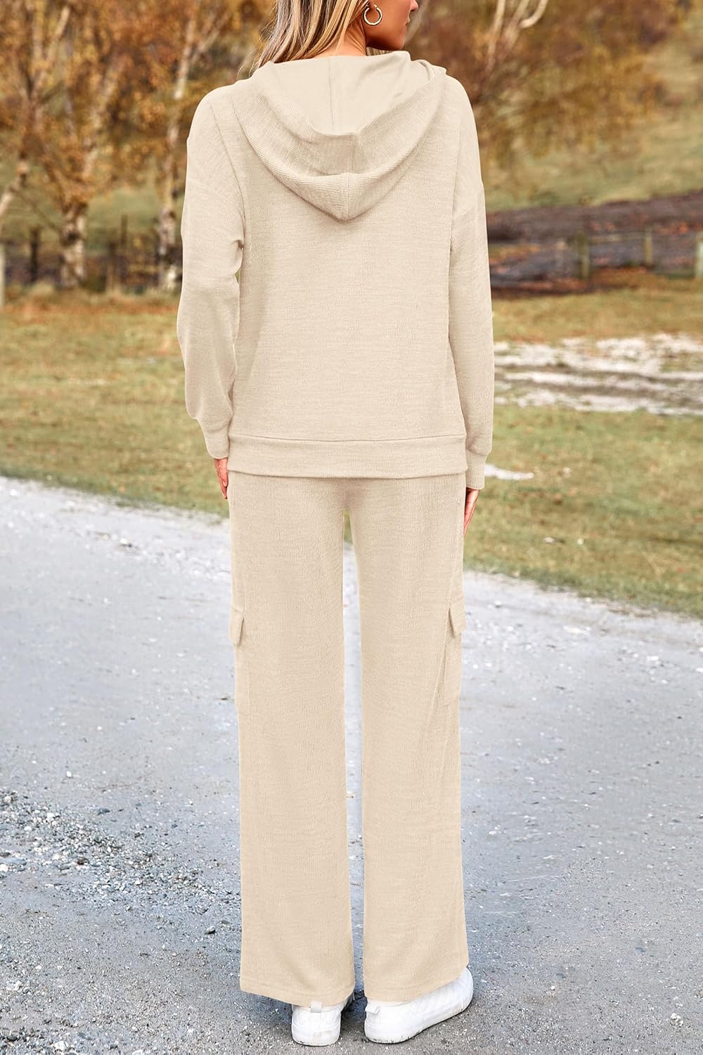 PRETTYGARDEN Knitted Lounge Set – Hoodie Pullover & Cargo Pants