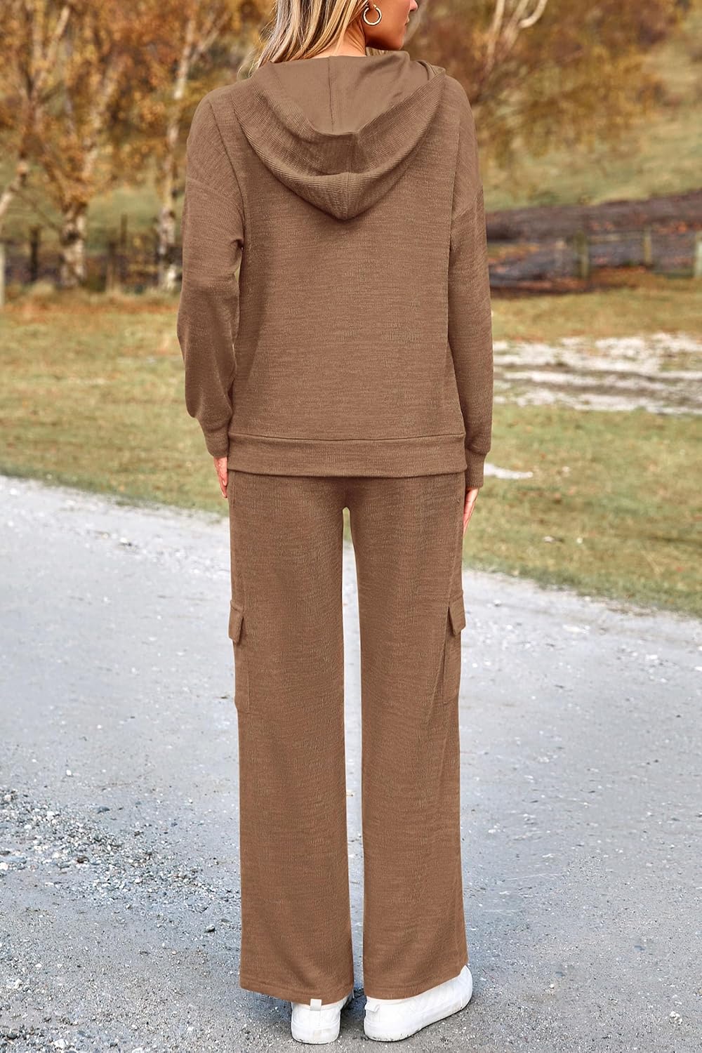 PRETTYGARDEN Knitted Lounge Set – Hoodie Pullover & Cargo Pants