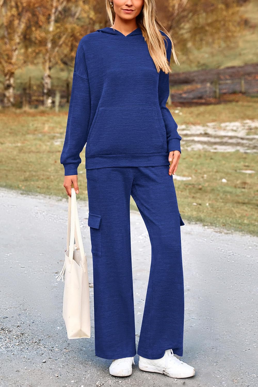 PRETTYGARDEN Knitted Lounge Set – Hoodie Pullover & Cargo Pants