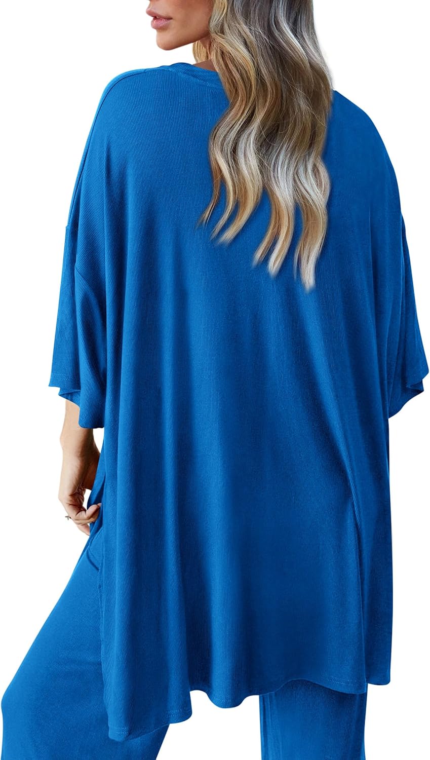 PRETTYGARDEN 2-Piece Lounge Set – Short Sleeve Top & Wide Leg Pants