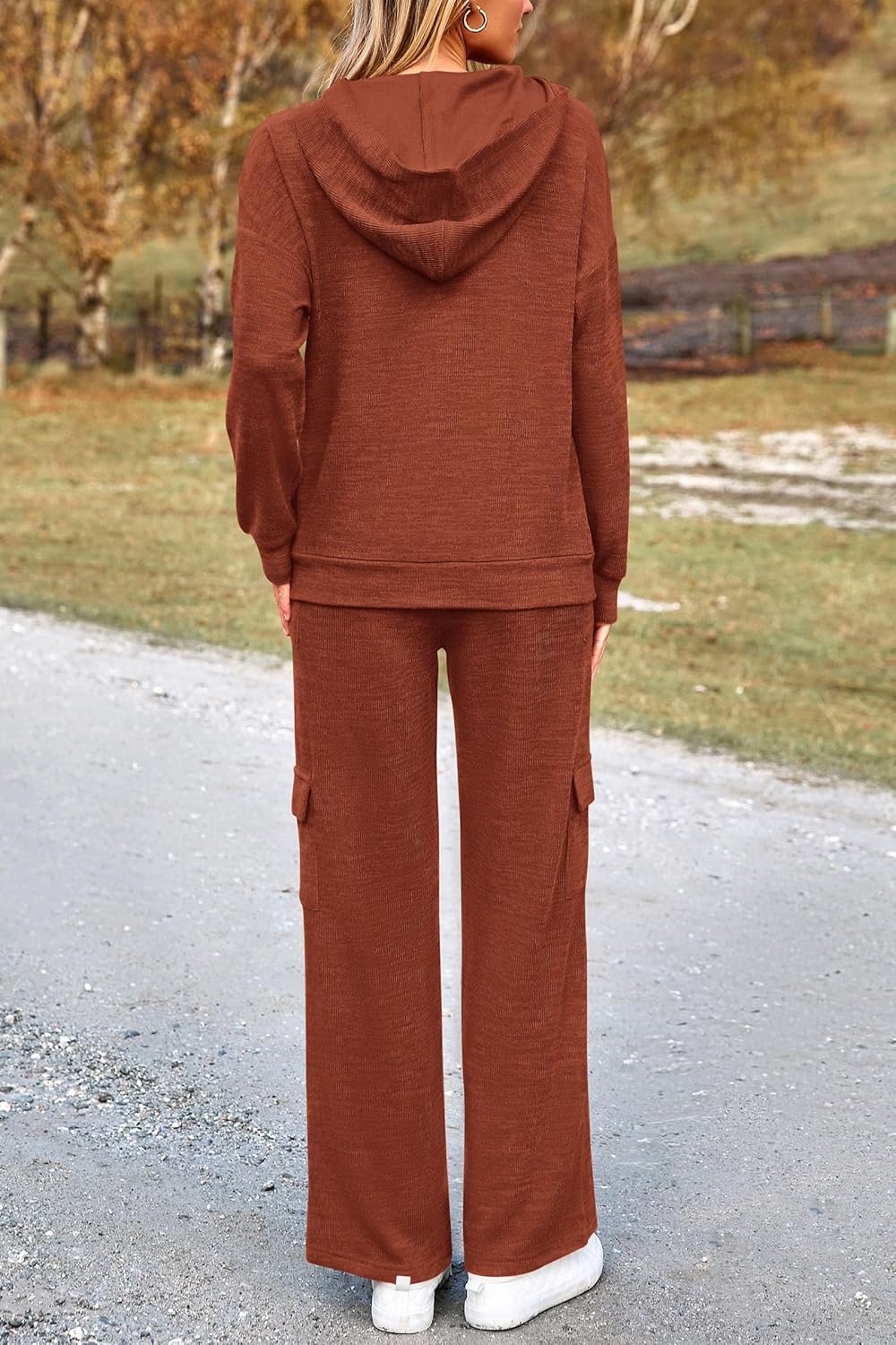 PRETTYGARDEN Knitted Lounge Set – Hoodie Pullover & Cargo Pants