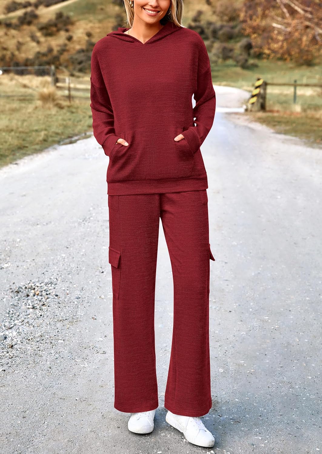 PRETTYGARDEN Knitted Lounge Set – Hoodie Pullover & Cargo Pants
