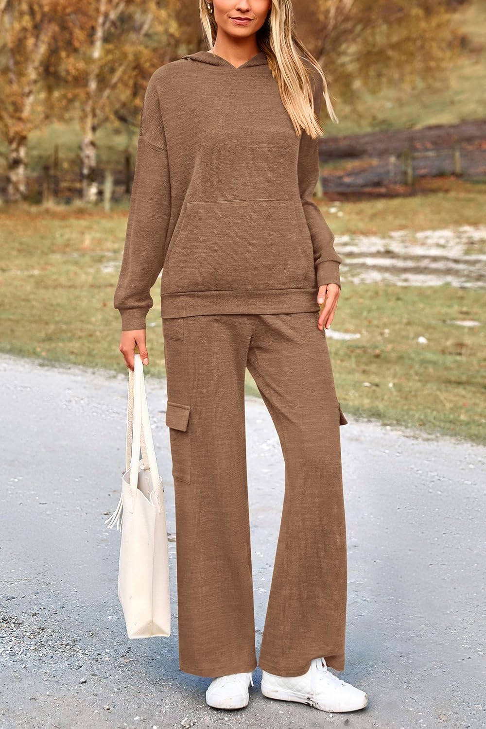 PRETTYGARDEN Knitted Lounge Set – Hoodie Pullover & Cargo Pants