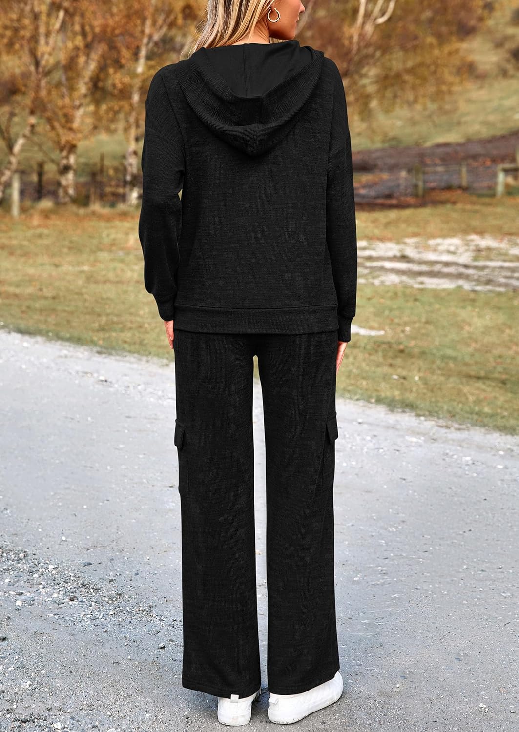 PRETTYGARDEN Knitted Lounge Set – Hoodie Pullover & Cargo Pants