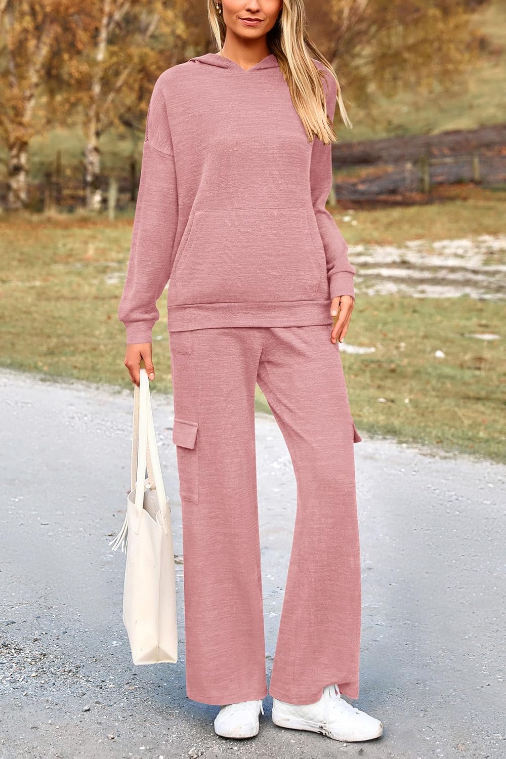 PRETTYGARDEN Knitted Lounge Set – Hoodie Pullover & Cargo Pants
