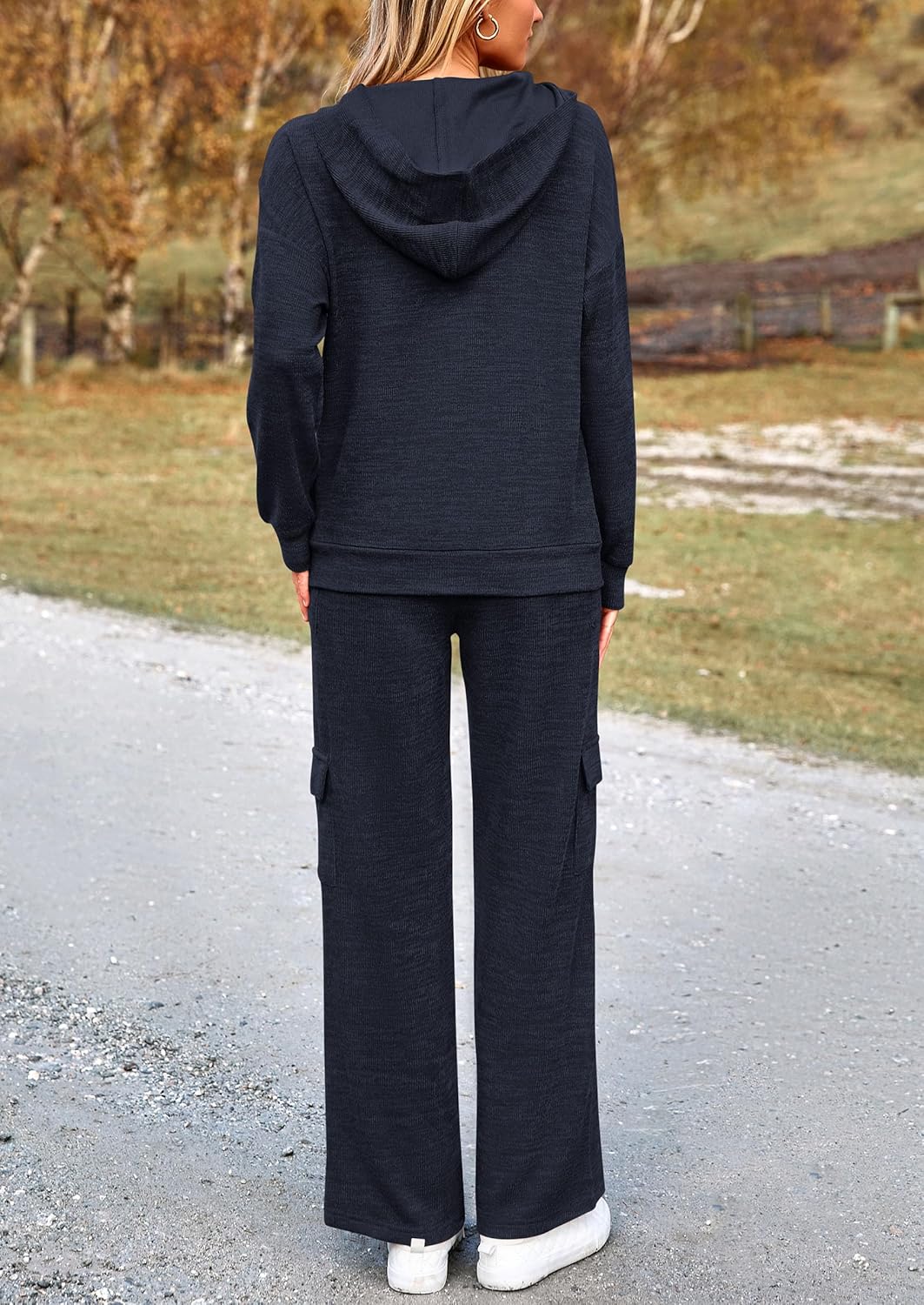 PRETTYGARDEN Knitted Lounge Set – Hoodie Pullover & Cargo Pants