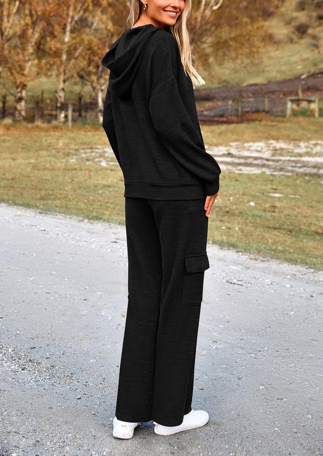PRETTYGARDEN Knitted Lounge Set – Hoodie Pullover & Cargo Pants