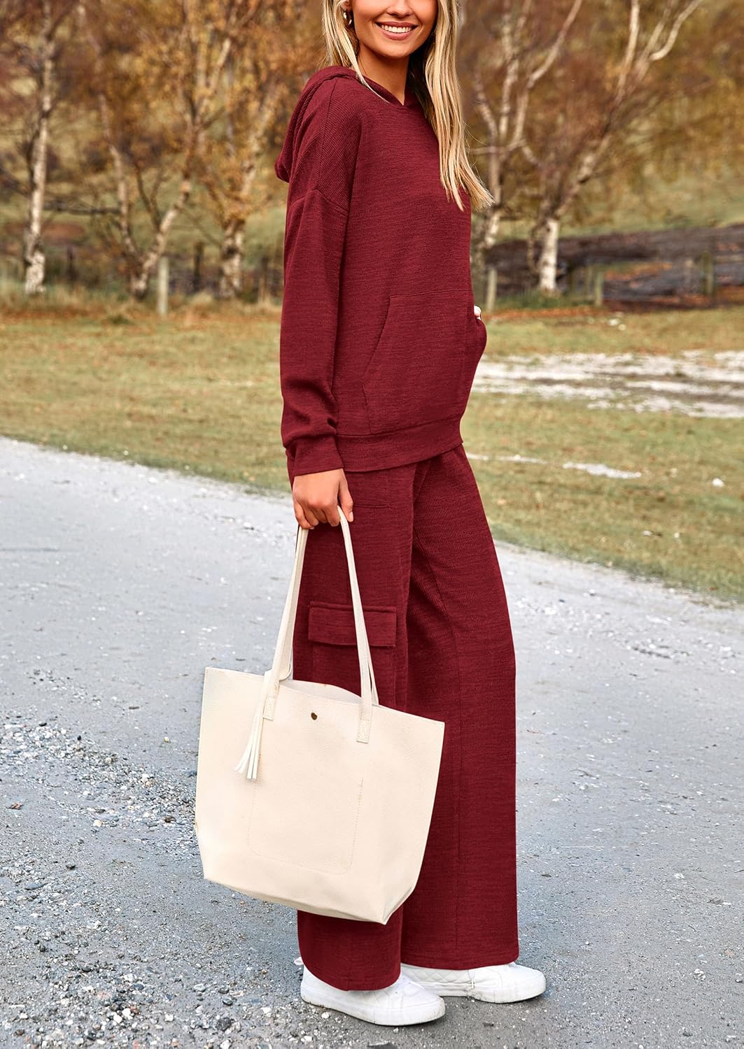 PRETTYGARDEN Knitted Lounge Set – Hoodie Pullover & Cargo Pants