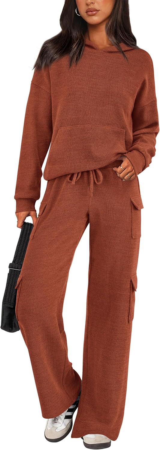 PRETTYGARDEN Knitted Lounge Set – Hoodie Pullover & Cargo Pants