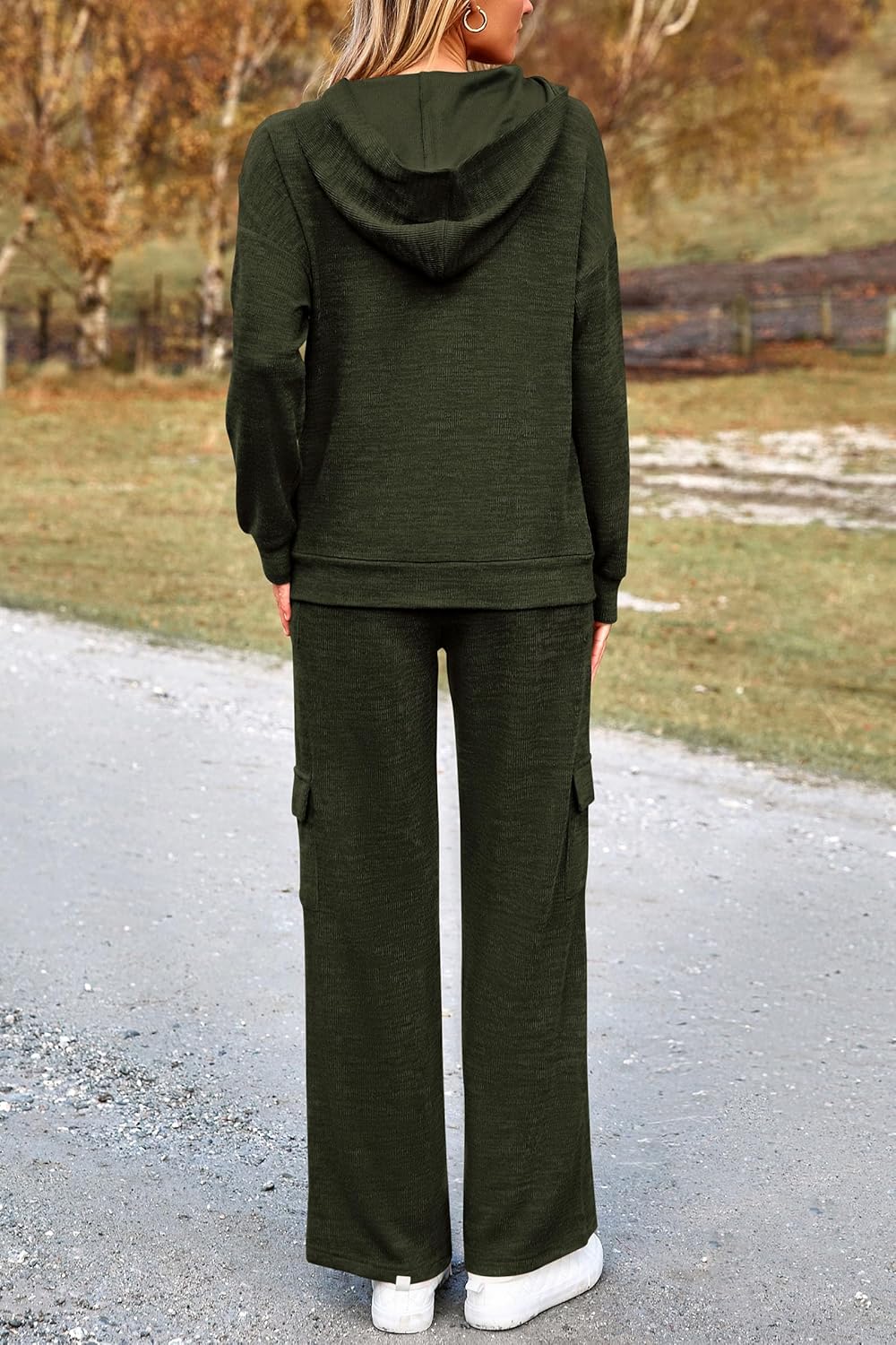 PRETTYGARDEN Knitted Lounge Set – Hoodie Pullover & Cargo Pants