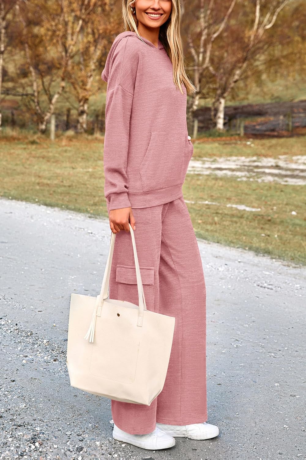 PRETTYGARDEN Knitted Lounge Set – Hoodie Pullover & Cargo Pants