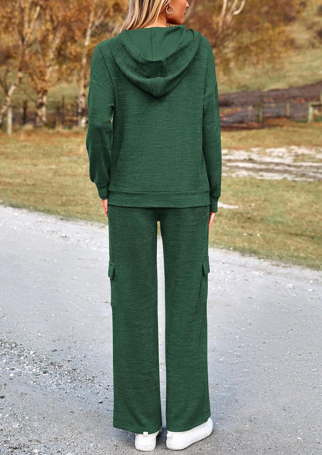 PRETTYGARDEN Knitted Lounge Set – Hoodie Pullover & Cargo Pants