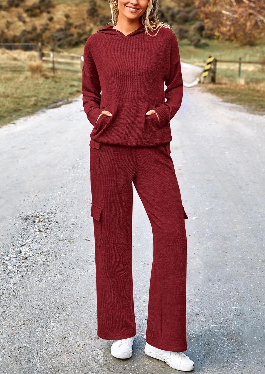 PRETTYGARDEN Knitted Lounge Set – Hoodie Pullover & Cargo Pants