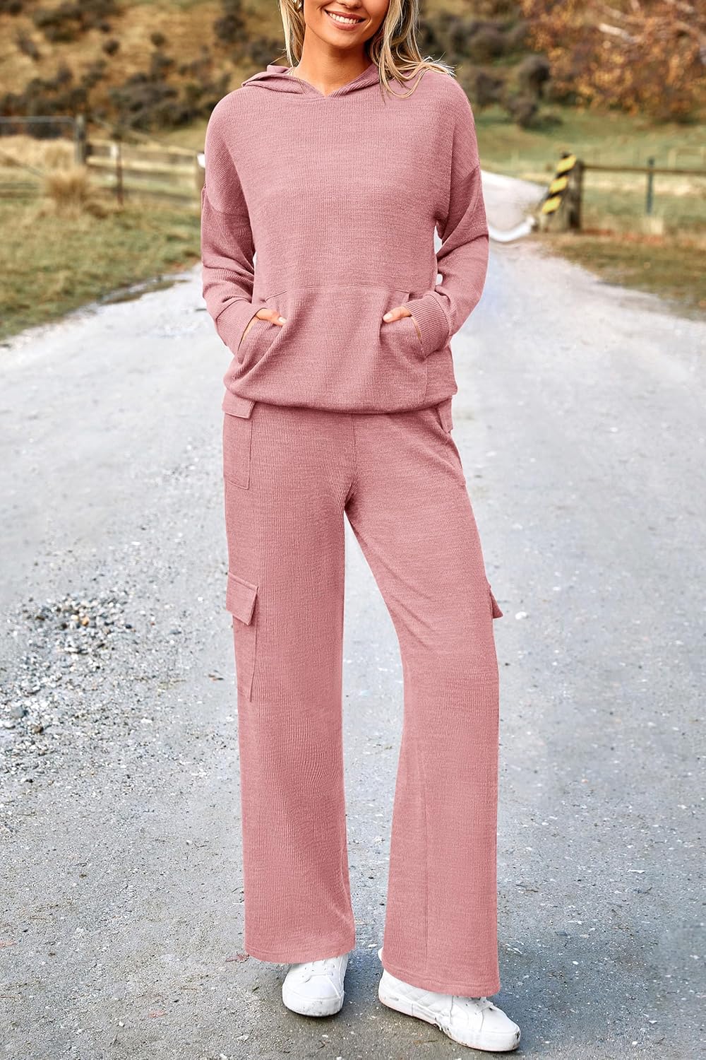 PRETTYGARDEN Knitted Lounge Set – Hoodie Pullover & Cargo Pants