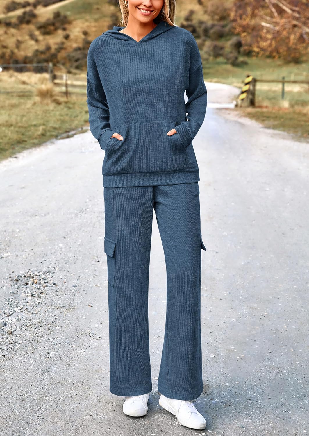 PRETTYGARDEN Knitted Lounge Set – Hoodie Pullover & Cargo Pants