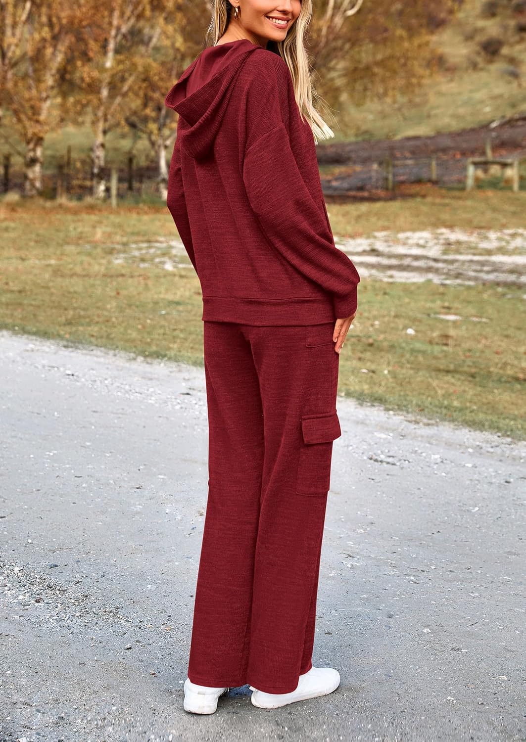 PRETTYGARDEN Knitted Lounge Set – Hoodie Pullover & Cargo Pants