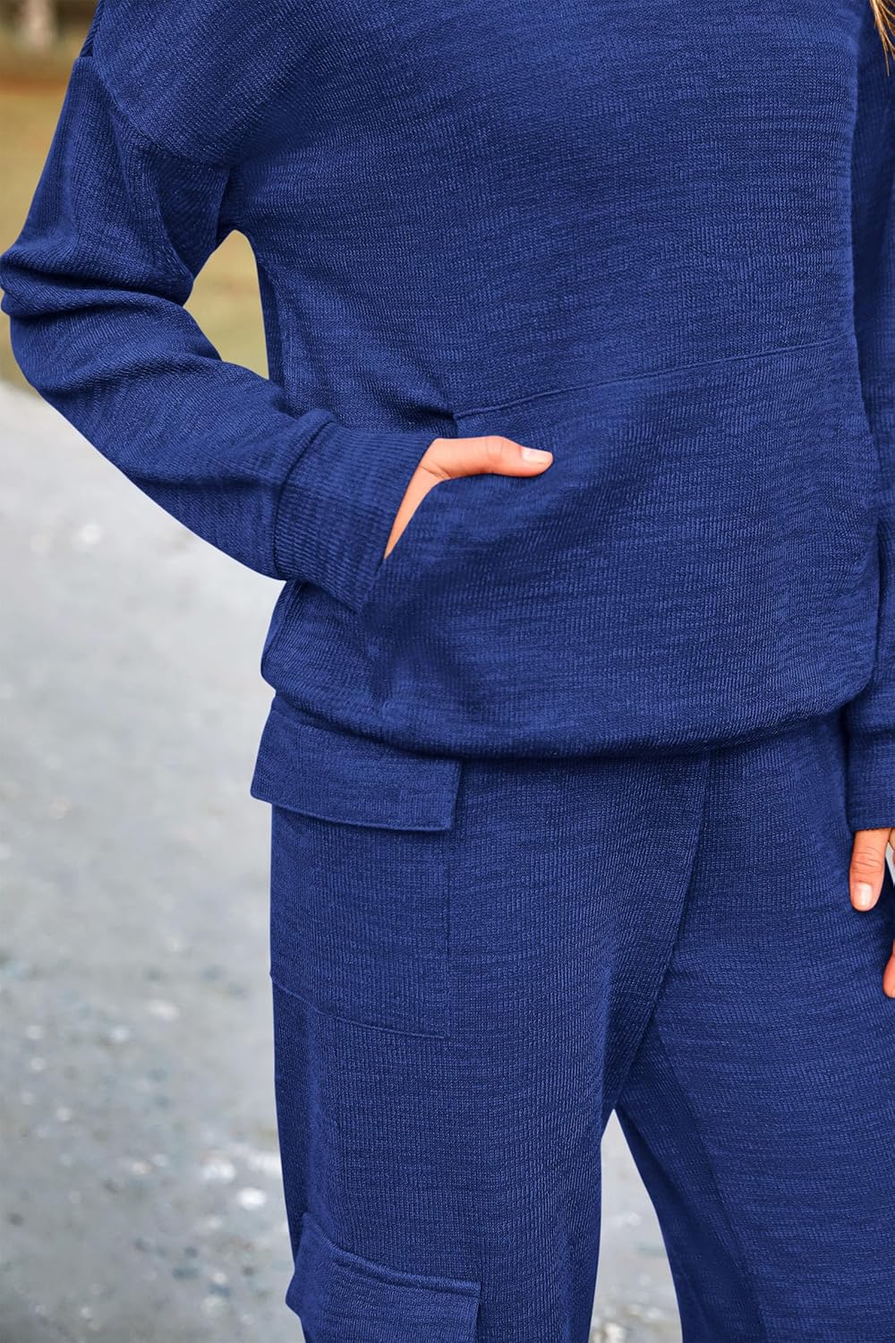 PRETTYGARDEN Knitted Lounge Set – Hoodie Pullover & Cargo Pants