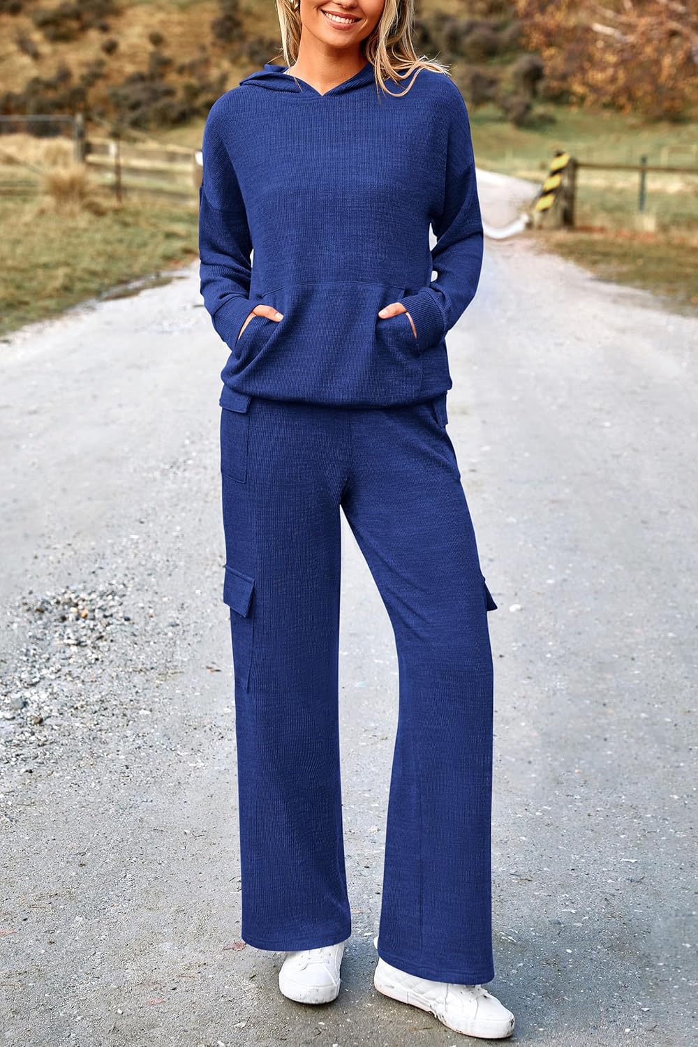 PRETTYGARDEN Knitted Lounge Set – Hoodie Pullover & Cargo Pants