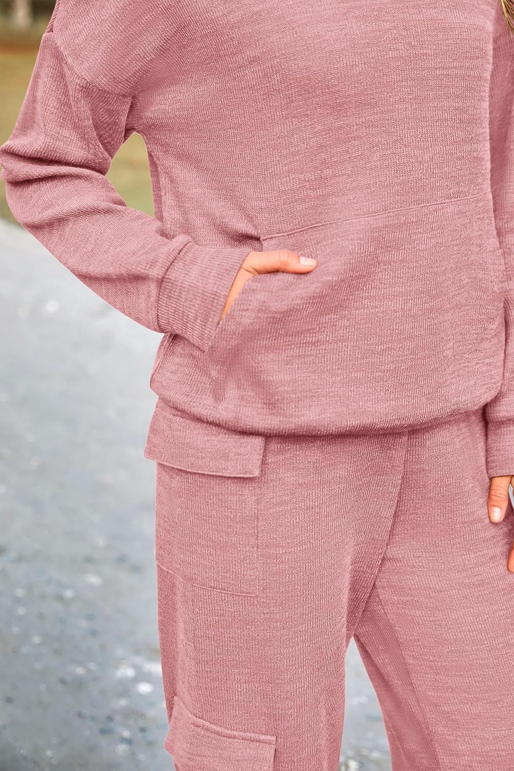 PRETTYGARDEN Knitted Lounge Set – Hoodie Pullover & Cargo Pants