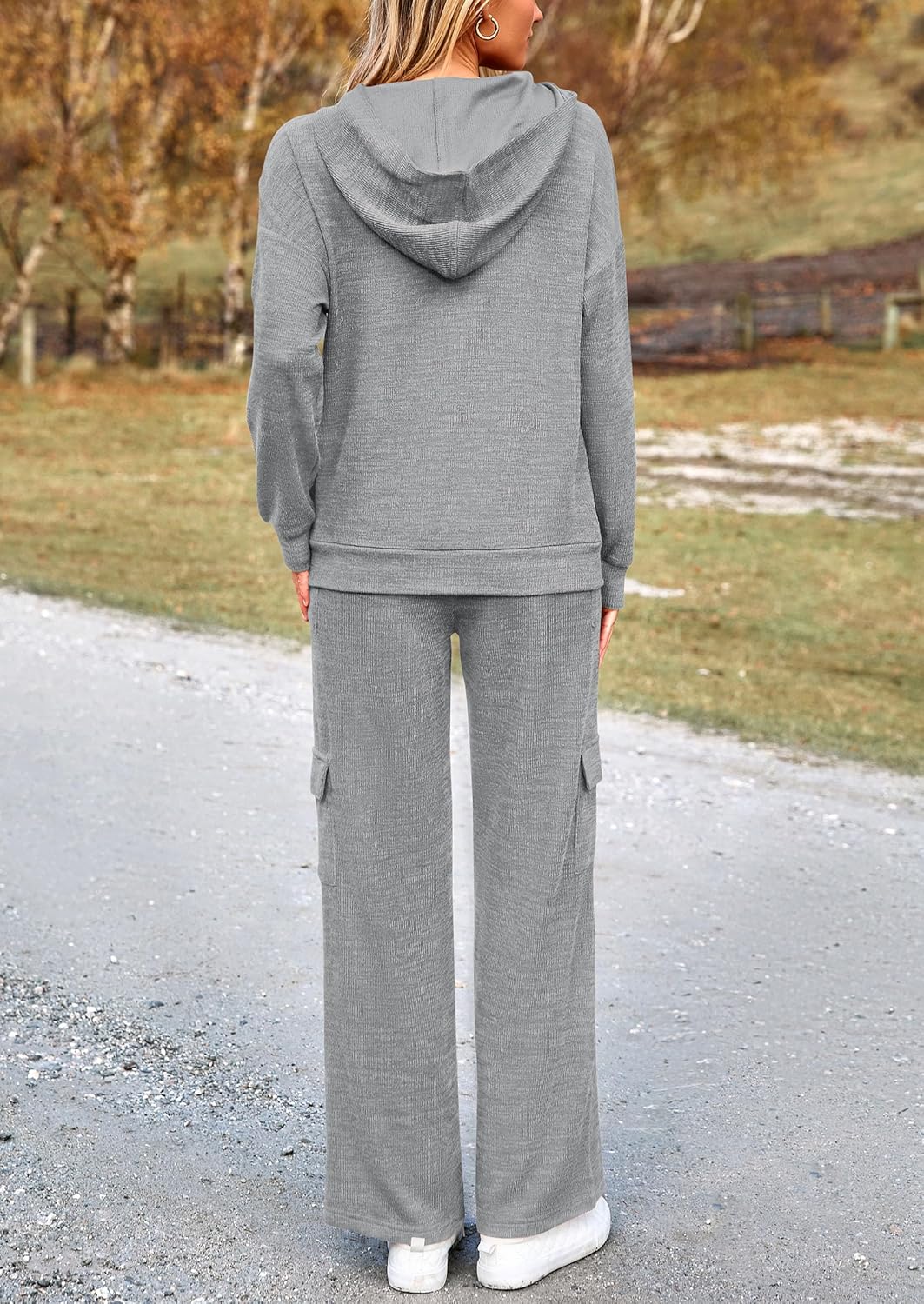 PRETTYGARDEN Knitted Lounge Set – Hoodie Pullover & Cargo Pants