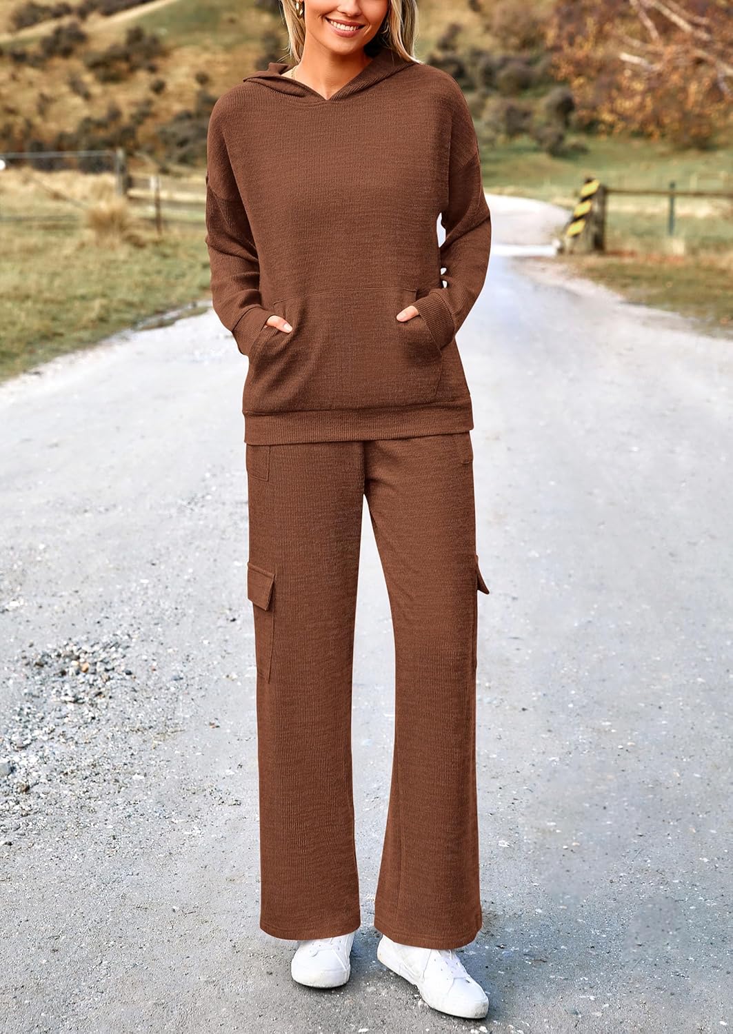 PRETTYGARDEN Knitted Lounge Set – Hoodie Pullover & Cargo Pants