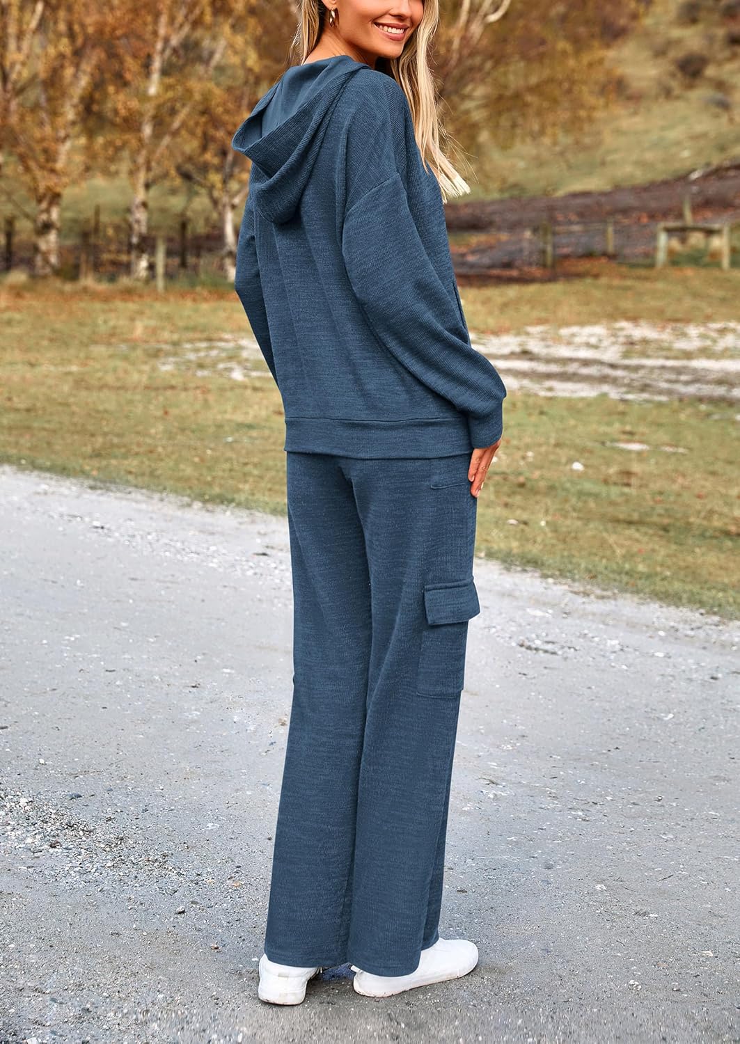 PRETTYGARDEN Knitted Lounge Set – Hoodie Pullover & Cargo Pants