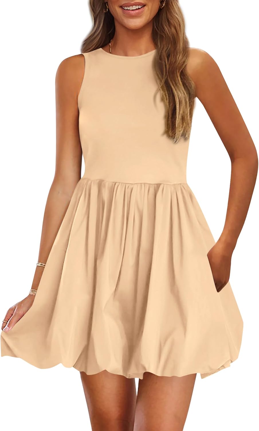 PRETTYGARDEN Summer Tank Dress – Casual Sleeveless Mini Sundress with Pockets