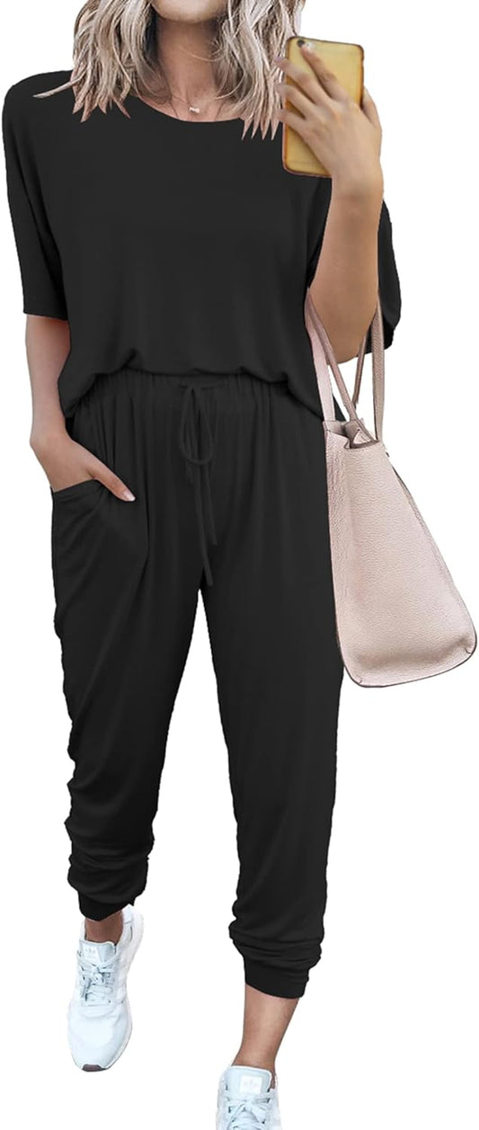 PRETTYGARDEN Casual Set – Short Sleeve Top & Jogger Pants with Pockets