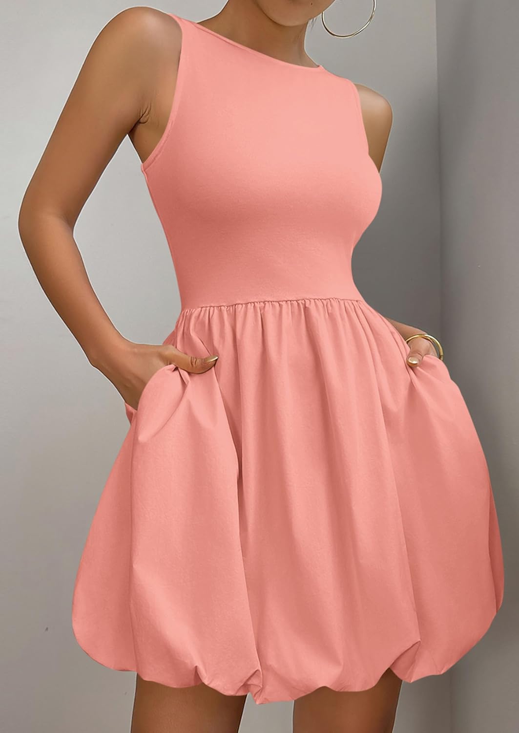 PRETTYGARDEN Summer Tank Dress – Casual Sleeveless Mini Sundress with Pockets