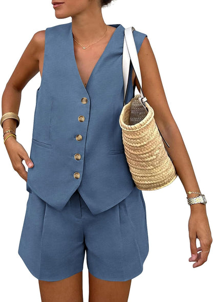 PRETTYGARDEN Summer Vest & Shorts Set – Women's 2-Piece Outfit