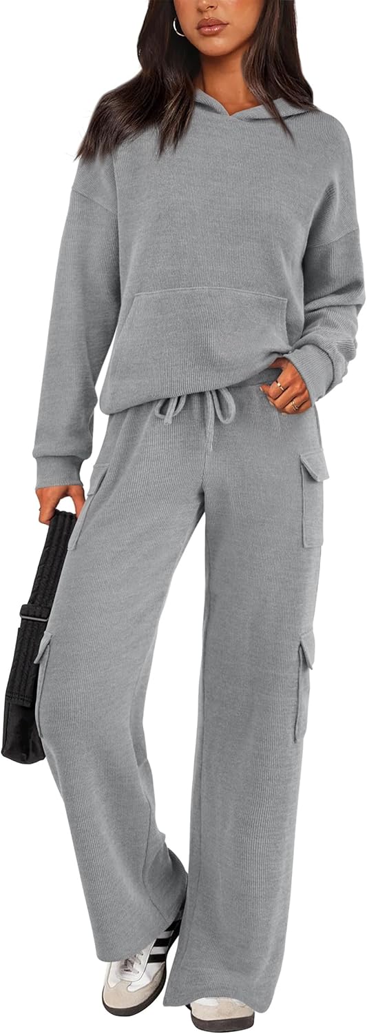 PRETTYGARDEN Knitted Lounge Set – Hoodie Pullover & Cargo Pants