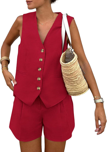 PRETTYGARDEN Summer Vest & Shorts Set – Women's 2-Piece Outfit