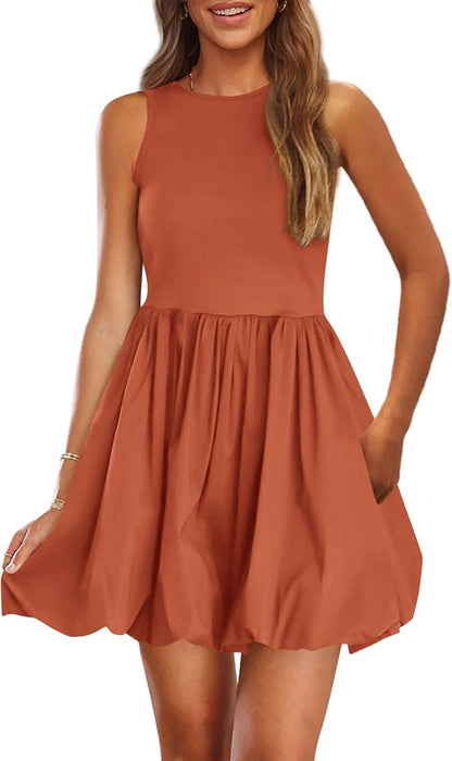 PRETTYGARDEN Summer Tank Dress – Casual Sleeveless Mini Sundress with Pockets