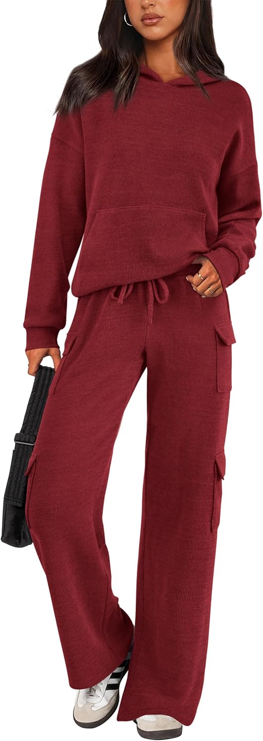 PRETTYGARDEN Knitted Lounge Set – Hoodie Pullover & Cargo Pants