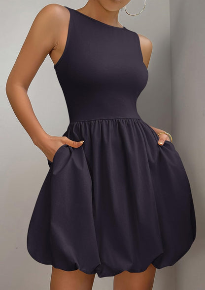 PRETTYGARDEN Summer Tank Dress – Casual Sleeveless Mini Sundress with Pockets