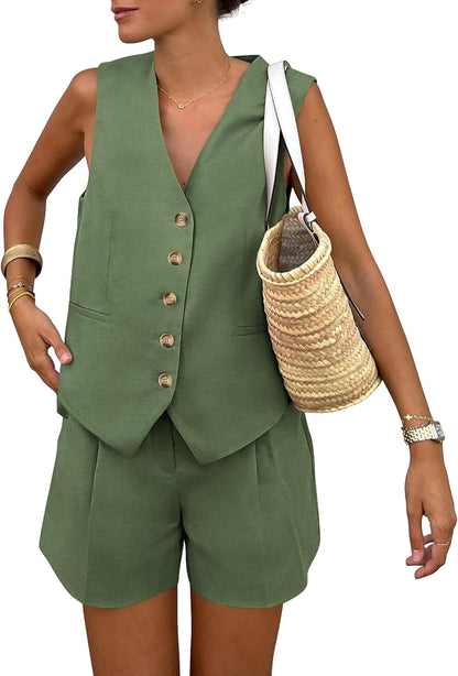 PRETTYGARDEN Summer Vest & Shorts Set – Women's 2-Piece Outfit