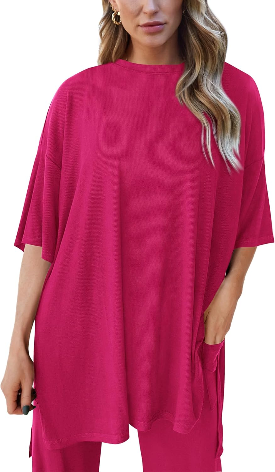 PRETTYGARDEN 2-Piece Lounge Set – Short Sleeve Top & Wide Leg Pants
