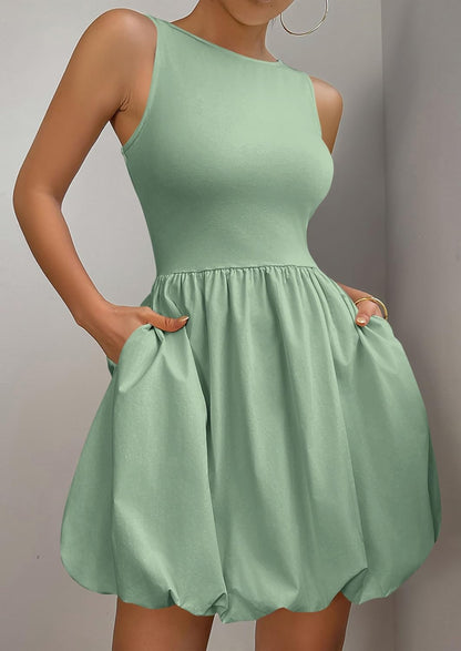 PRETTYGARDEN Summer Tank Dress – Casual Sleeveless Mini Sundress with Pockets